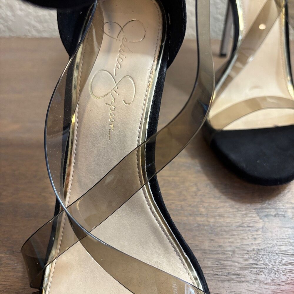 Jessica Simpson Dalechi Black Clear Strap Stiletto Heels Sandals Size 10M - Picture 3 of 10